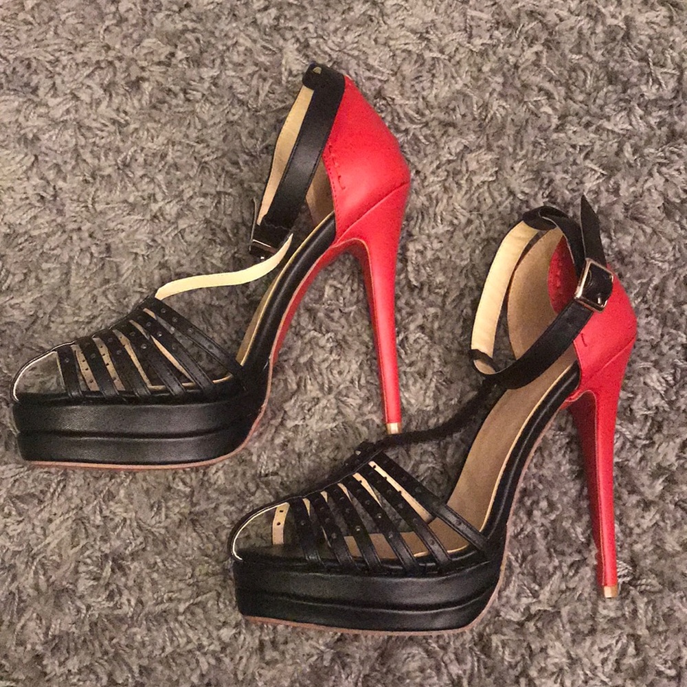 Strappy open toe heels
